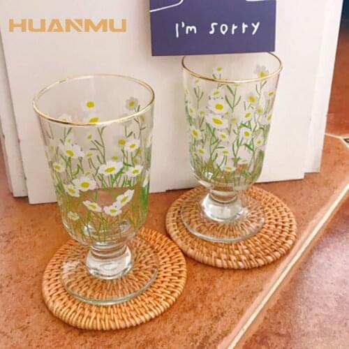280ml Red Wine Glass Goblet Korean Ice Cream Milk Shake Cup Cocktail Whiskey Cups Chrysanthemum Tulip Multi-Purpose Glass бокал