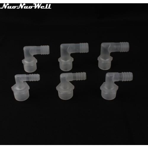 5pcs NuoNuoWell Plastic 3/4" Thread to 10mm~20mm Hose 90 Degree Elbow Connector Aquarium Air pump Fittings Irrigation Adapter