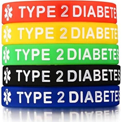 50pcs Type 2 diabetes Allergy wristbands Diabetic insulin dependent Medical alert awareness Silicone Bracelet Wristbands