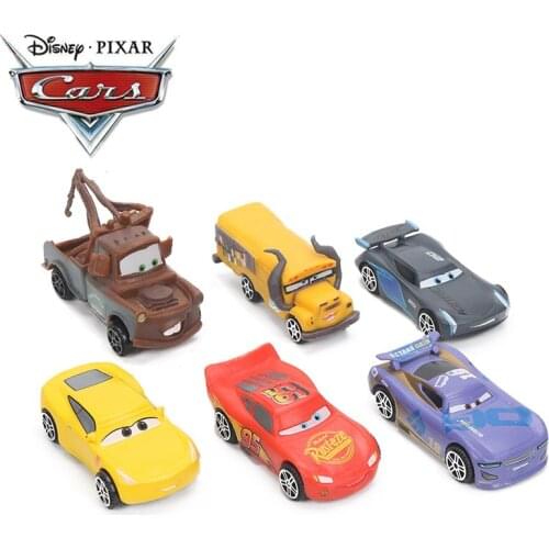 7CM 6pcs/lot Disney Pixar Cars 3 Lightning McQueen Mater Jackson Storm Ramirez 1:55 Diecast ABS Car Model Toy Gift for Boys