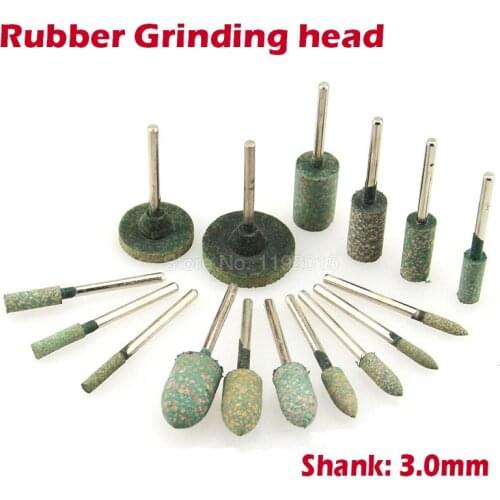 3Pcs Abrasive Mounted Stone Rotary Grinding Wheel Head Cone Tapered Rubber Polishing Burr Bits Point Points Heads Electric Tool