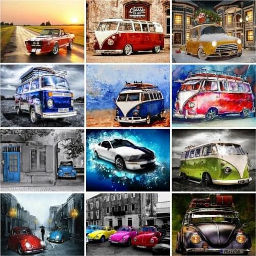 Huacan 5d Diamond Painting Car Square/round Mosaic Bus Home Decor Embroidery Cross Stitch Scenery Diamond Art