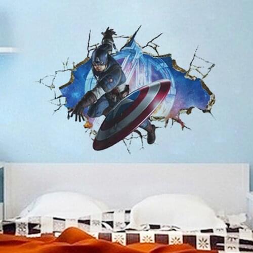 American Captain Super Hero Wall Stickers Kids Room Decor Avengers Diy Home Decals Cartoon Mural Art Poster 3d Window Removable