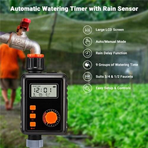 Inkbird Automatic Electronic Watering Timer Garden Irrigation Timer Programmer Rainwater Sensing Sprinkler with LCD Screen