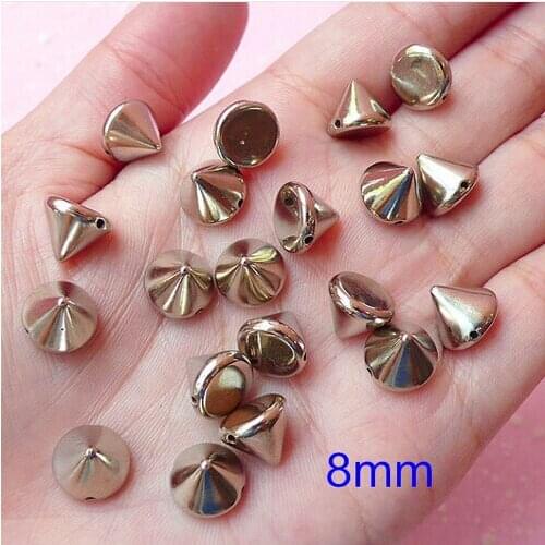 Free Shipping - 400 PCS SILVER Cone Rivet Studs Flatback Conical Rivet Spikes Beads Charms Sewing Pendants Bracelets Deco