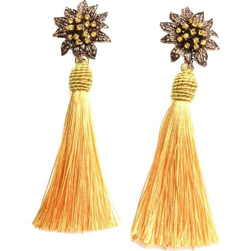 Bohemian Brand Wedding Crystal Drop Earrings Women Female Fashion Dangle Jewelry Statement Long Tassel Earrings