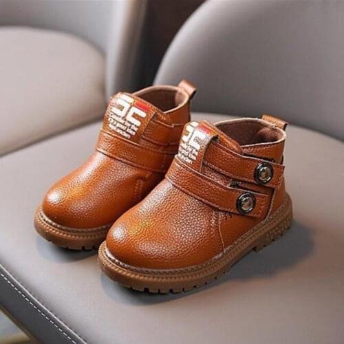 Winter New Childrens Boots Boys Martin Boots Low Tube Girls Short Boot Buckle Balck Kids Shoe