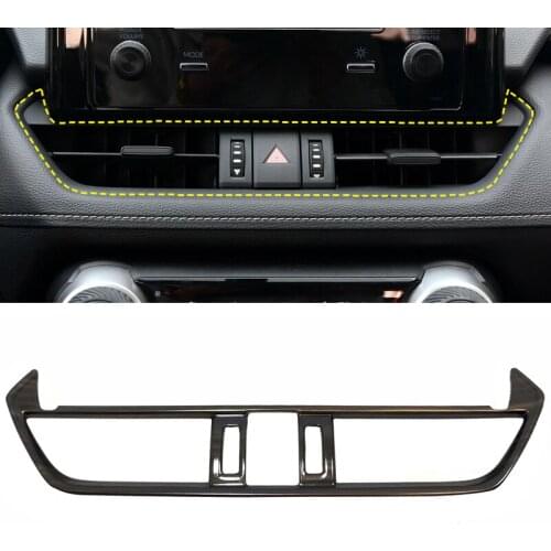 ABS Plastic Wood Grain Central Console AC Vent Outlet Cover Trim 1pcs forToyota RAV4 XA50 2019 2020