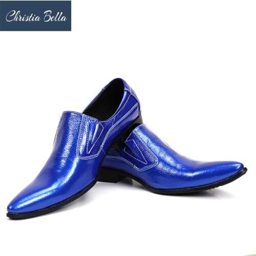 Christia Bella Summer Style Dress Genuine Leather Shoes Men Breathable Prom Shoes Leather Pointy Mens Business Formal Shoes
