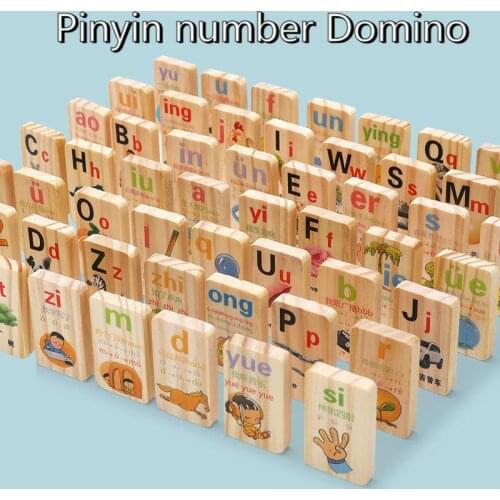 100pcs/set Dominoes Wooden Toys Childrens Early Childhood Education Building Blocks Puzzle Learning Cognitive Montessori Toys