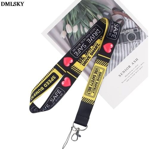 DMLSKY New Driver key lanyard Drive Safely Warning Keychain Lanyards for ID Mobile Phone Rope Neck Straps Accessories M4432