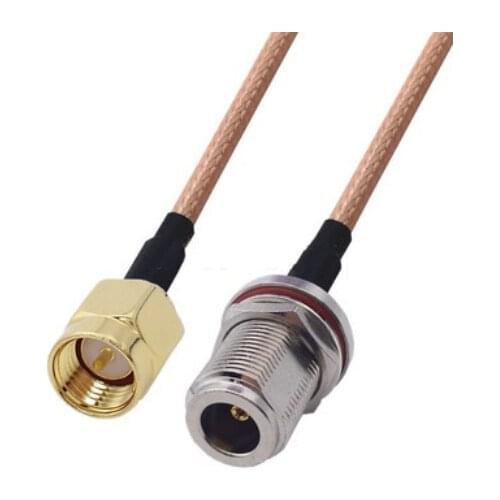 RG400 Cable SMA Male to N Female bulkhead Double Shielded Copper Braid Coax Low Loss Jumper Cable