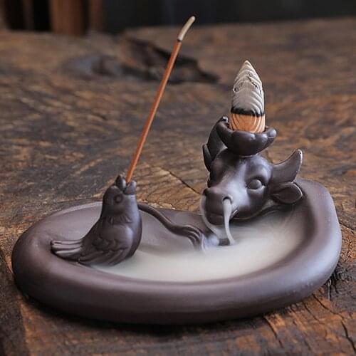 Ceramic Incense Burner Small Pond Chinese Incense Burner Stick Holder Smoke Tray Aromatherapy Encensoir Decoration Zen BK50XX