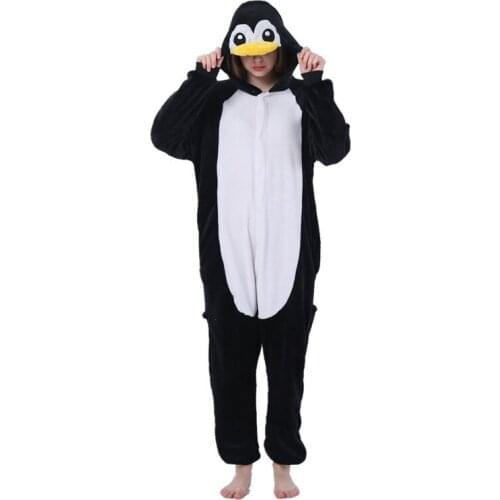 Kigurumi Penguin Costume Kids Pajama Adult Animal Onesie Women Men Hooded Kegurumi Sleepwear Flannel Pijamas