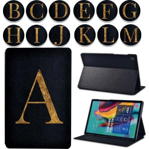 For Samsung Galaxy Tab A 10.1 2019/2016/Tab A 9.7 10.5/Tab E 9.6/Tab S5e 10.5 Initial 26 Letters Leather Stand Tablet Cover Case
