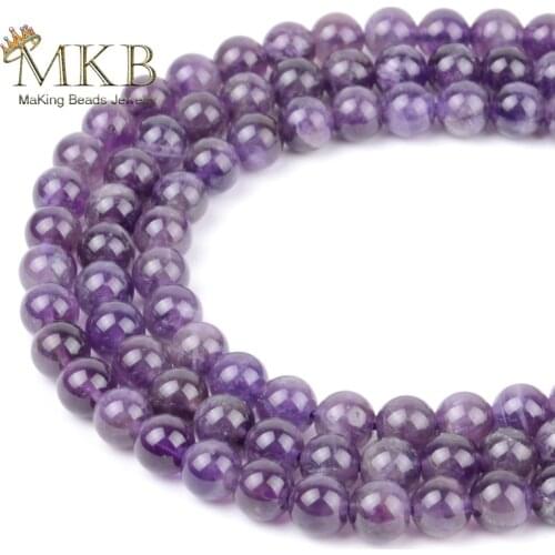 Natural Amethysts Purple Crystal Stone Round Beads For Jewelry Making 4 6 8 10mm Beads Fit Diy Bracelet Necklace Accessories