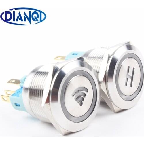22mm Nickel plated brass metal push button switch led wi-fi number power word round momentary 6 pin terminal car switches