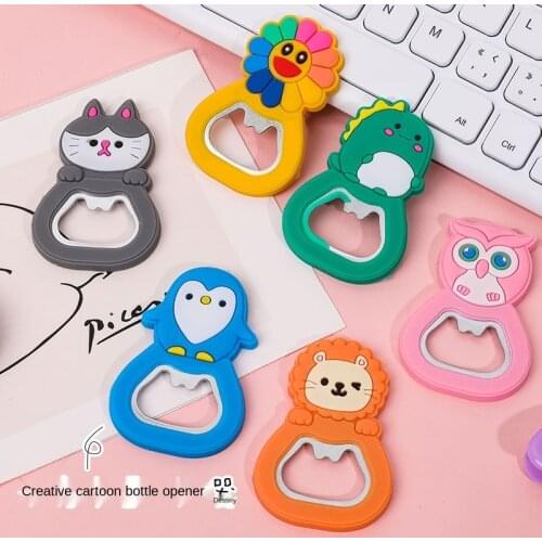 Multi-Functional Beer Bottle Opener Cartoon Refrigerator Paste Silicone Opener Lovely Animal Beer Opener