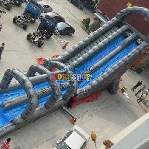 Multi-Channel Long Air Large Inflatable Wet Slide, Mobile Park Combo Inflatable Slide Amusement Equips