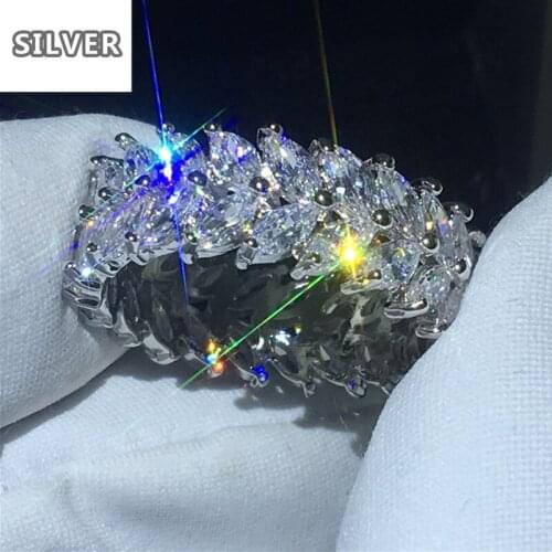 Fashion Flowe diamond AAAAA Clear Cz Stone White Gold Emerald green band for women Bridal Finger Jewelry silver 925 ring mens