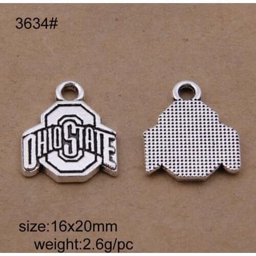 Newest 25 Pieces/Lot 16x20mm Antique Silver Plated Alloy OhioState Metal Charm For Jewelry Making