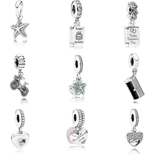 NEW 100% 925 Sterling silver bicycle Pendant Charm Cake card bead collocation Bracelets DIY Bracelets Factory wholesale