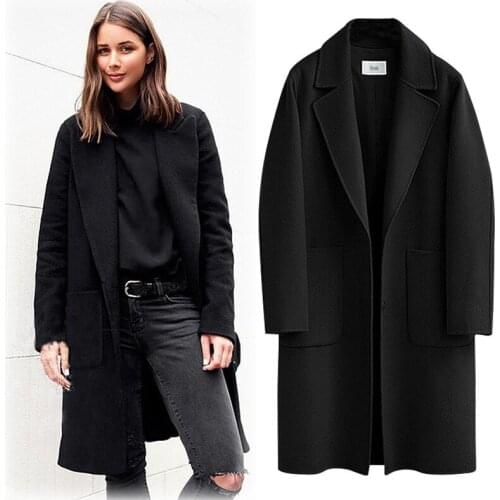 Autumn winter new woolen jacket womens overcoat fashion plus size 5XL medium long length loose thickened wool trench coat