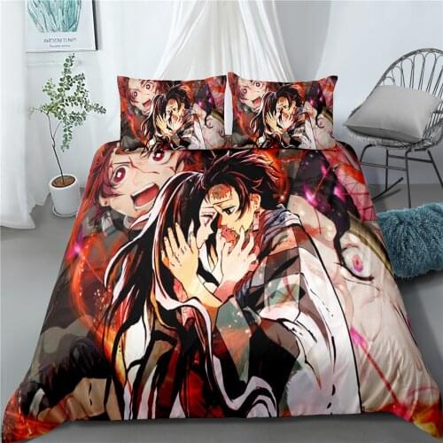2/3 Pieces Japan Anime Bedding Set Demon Slayer Duvet Cover For Bedroom Cover Set Home Textile Adult Kids Luxury Quilt Cover Set