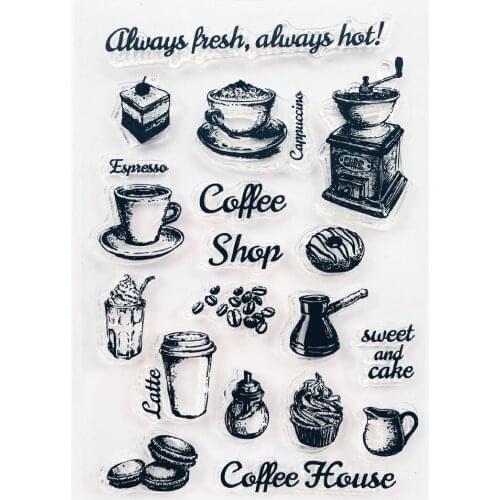 Coffee House Clear Stamps Silicone for DIY Scrapbooking Card Making Photo Album Crafts Template Decoration New Stamps