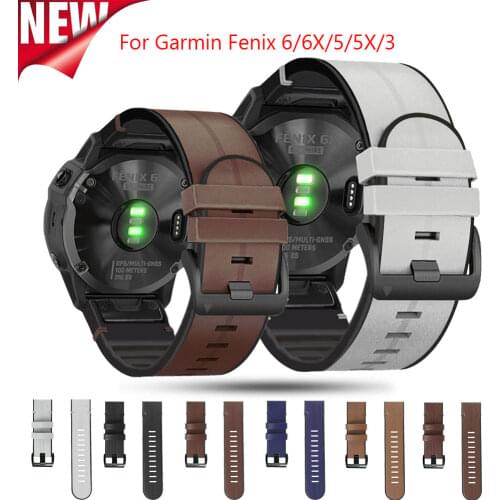 Smart Watch Strap Correa 22/26MM Silicone +Leather Watchband For Garmin Fenix 6X 6 Pro 5 5X Plus 3Hr Fenix 5 Watch Quick Releas