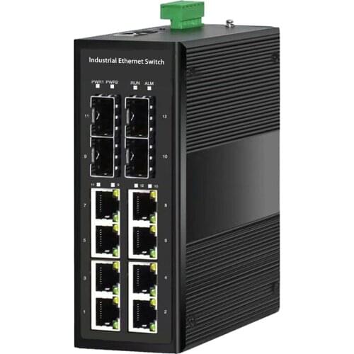 Network Managed Industrial 8 port 10/100/1000BASE-T + 4 port 100/1000BASE-X SFP Ethernet Switch