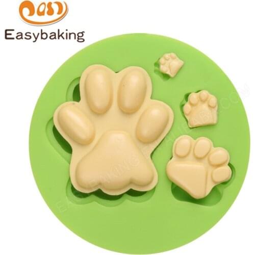 4 Dog Footprints Shape Silicone Cake Decorating Mold Chocolate Ice Mould Fondant Sugarcraft Cookie BakingTools for Polymer Clay