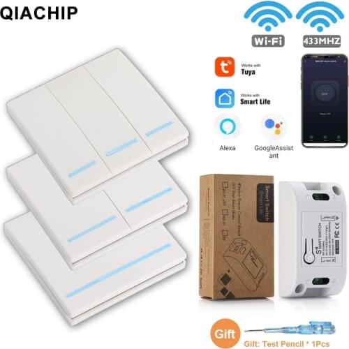 Tuya WIFI Smart Life APP Wall switch panel 433 Remote Control RF Wireless Relay receiver 110V 220V Work with Alexa google home