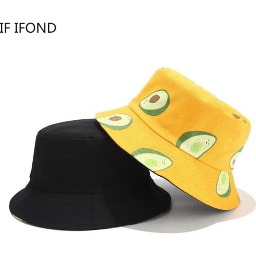 Unisex Fashion Double Side Reversible fruit Pattern Bucket Hats Fisherman Caps Outdoor Visor Basin Cap