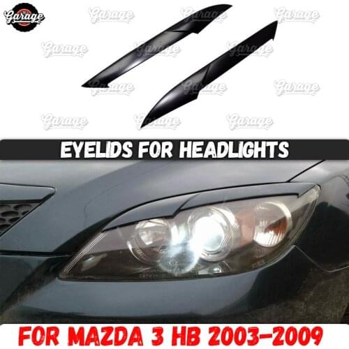 Eyelids for headlights case for Mazda 3 HB BK 2003-2009 ABS plastic pads cilia eyebrows covers trim accessories car styling