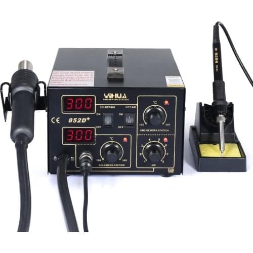YIHUA 852D+0V 700W Pump Type Yihua 852D+ Hot Air Gun Digital Soldering Iron SMD Rework Station Better than Saike