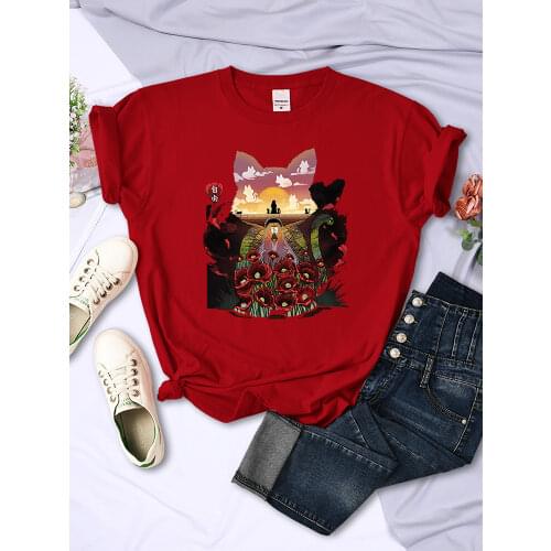 Japanese Style Cat Dreaming Printing Womens t-Shirt Breathable Fashion Tops Casual Loose Tshirt Spring Summer Womens Tshirts