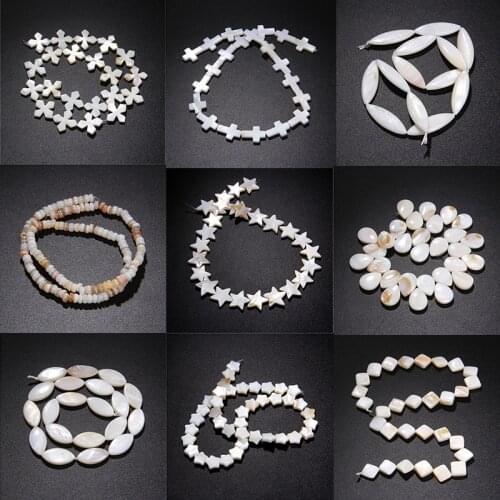 15.5" Natural White Mother Of Shell Irregular Shape Nice Cross Charm DIY Making Women Jewelry Earrings Pendant Pearls Necklace