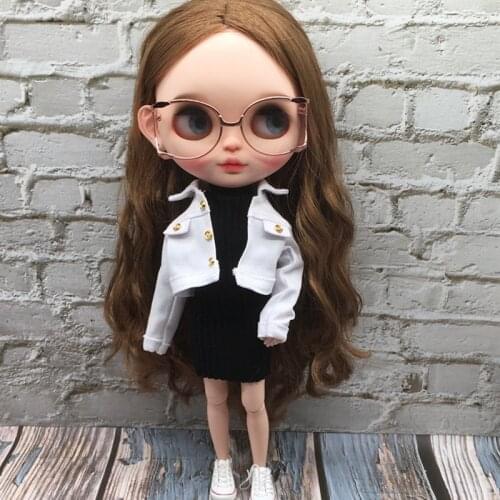 1PCS New Blyth Doll Clothes White Denim Jacket Coat for Doll Accessories Clothing (Blyth,ob24,Pullip,Baribes,1/6 Dolls)