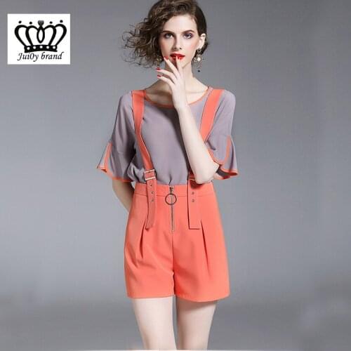 2020 summer Fashion Short Sleeve Bib Two Piece Casual Womens Wear t shirt