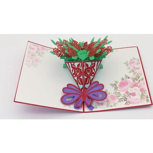 3D Laser Cut Handmade Hollowed Carving Roses Paper Invitation Greeting Cards Propose PostCard Wedding Party Engagement Gift