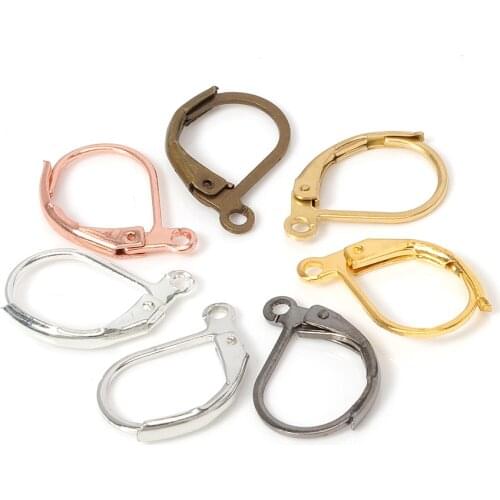 50pcs French Earring Hooks 15x10mm Gold Ear Wire Earrings Base Accessories for DIY Jewelry Making Settings Wholesale DIY