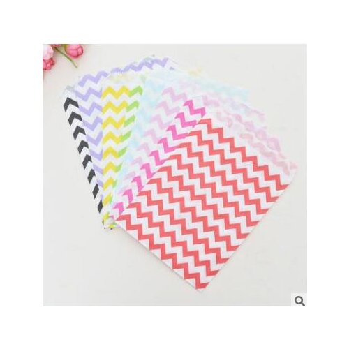 60Pcs/Lot High Quality 5x7 Inch Kraft Paper Bag Chevron Popcorn Candy Decoration Wedding Favors And Gifts For Guests Kids Bags