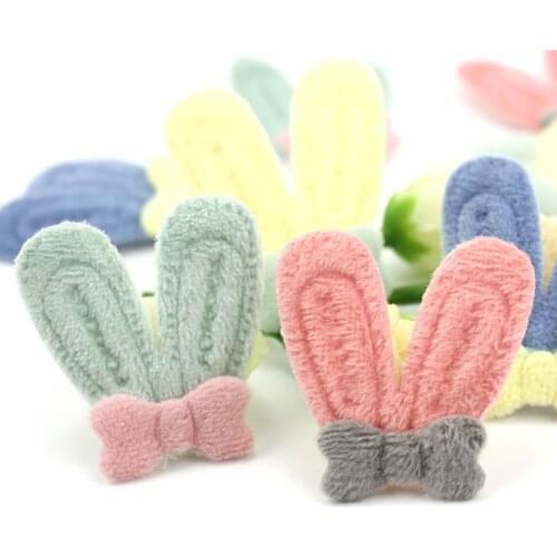 28Pcs 3.5*4cm Furry Felt Bowknot Bunny Ears Appliques for Crafts Hair Clip DIY Handmade Baby Headwear Decoration Wholesale