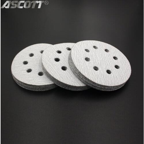 Freeshipping 100pcs 5" 6“ 8-hole sand paper white polishing pad self-adhesive loop backing polishing disc for angle grinder