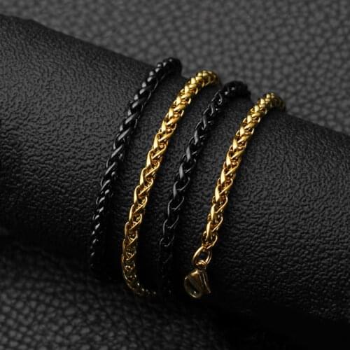 Fashion titanium steel plated broccoli chain Stainless steel plated black keel chain Sweater chain tide mens jewelry wholesale