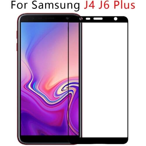 Case On For Samsung Galaxy J4 J6 Plus Tempered Glass Full Cover Screen Protector Gelaksi J 4 6 4j 6j J4plus J6plus Phone Film 9h
