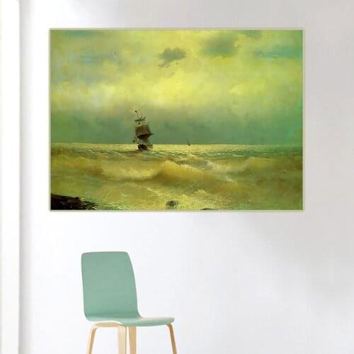 Citon Ivan Aivazovsky《Ship on the coast》Canvas Art Oil Painting Artwork Poster Picture Wall Decor Home Interior Decoration