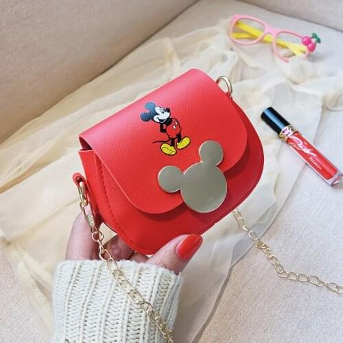 Disney childrens cute fashion shoulder bag girl mini messenger coin purse princess decoration wild small Mickey round bag