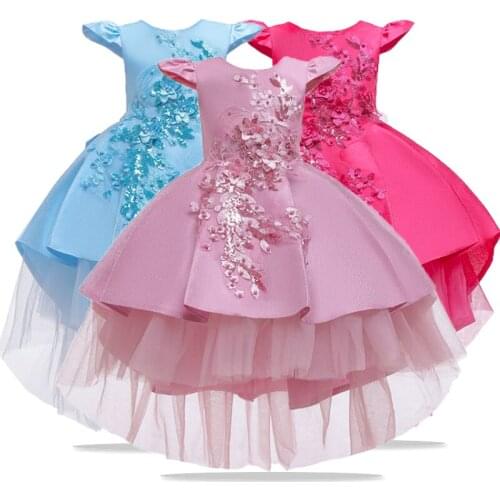 Children Floral Pattern Dress For Girls Princess Dress Girls Costume Flower Girls Wedding Dresses For Girls Party Dress vestidos